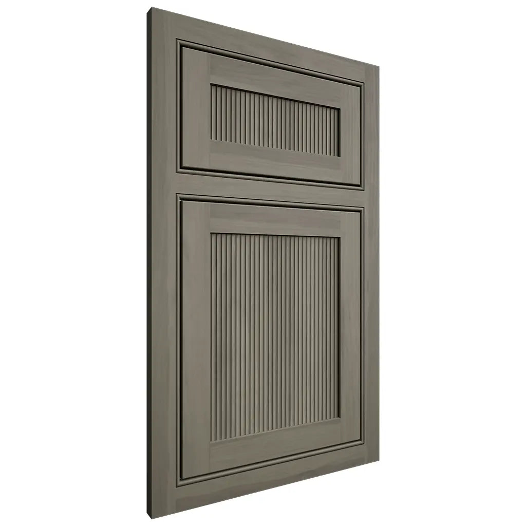 Shiloh Cabinetry Beaded Inset Reeded Malibu Hickory Plain Cut Thyme Door
