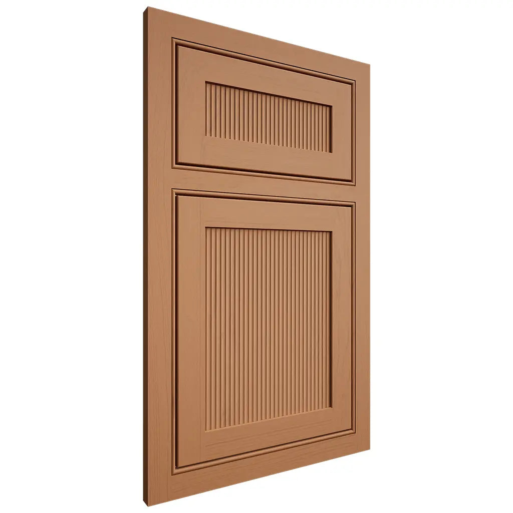 Shiloh Cabinetry Beaded Inset Reeded Malibu Maple Plain Cut Cashmere Door