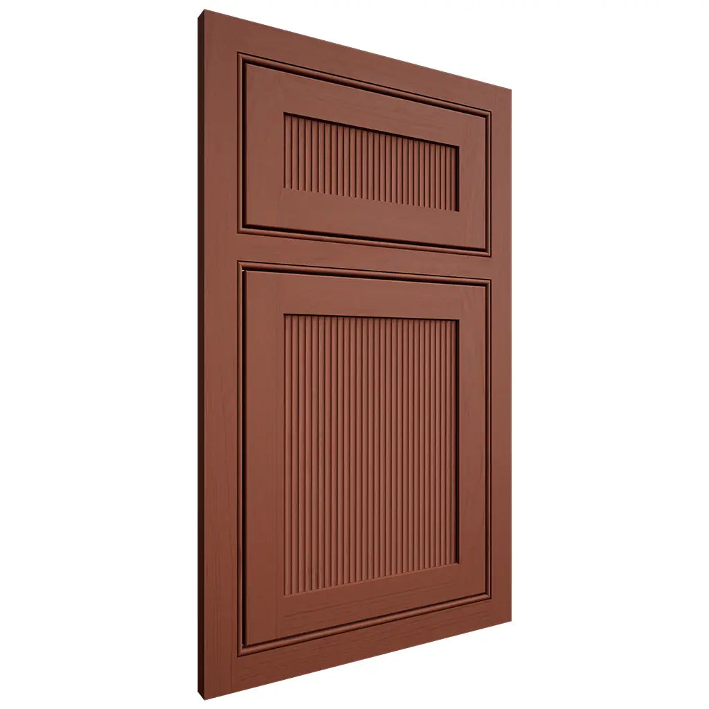 Shiloh Cabinetry Beaded Inset Reeded Malibu Maple Plain Cut Cayenne Door