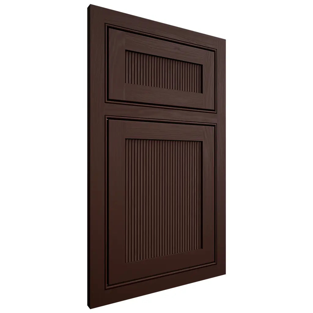 Shiloh Cabinetry Beaded Inset Reeded Malibu Maple Plain Cut Cocoa Door
