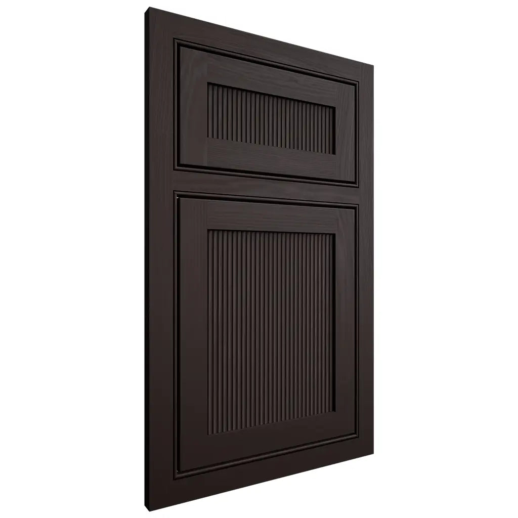 Shiloh Cabinetry Beaded Inset Reeded Malibu Maple Plain Cut Espresso Door