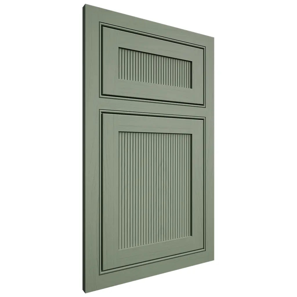 Shiloh Cabinetry Beaded Inset Reeded Malibu Poplar Plain Cut Moss Door