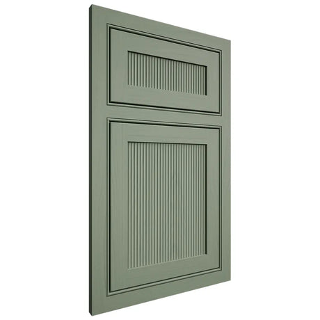 Shiloh Cabinetry Beaded Inset Reeded Malibu Poplar Plain Cut Moss Door