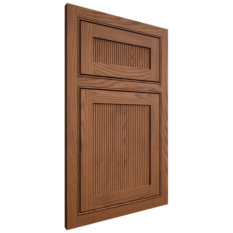 Shiloh Cabinetry Beaded Inset Reeded Malibu Red Oak Plain Cut Braun Door