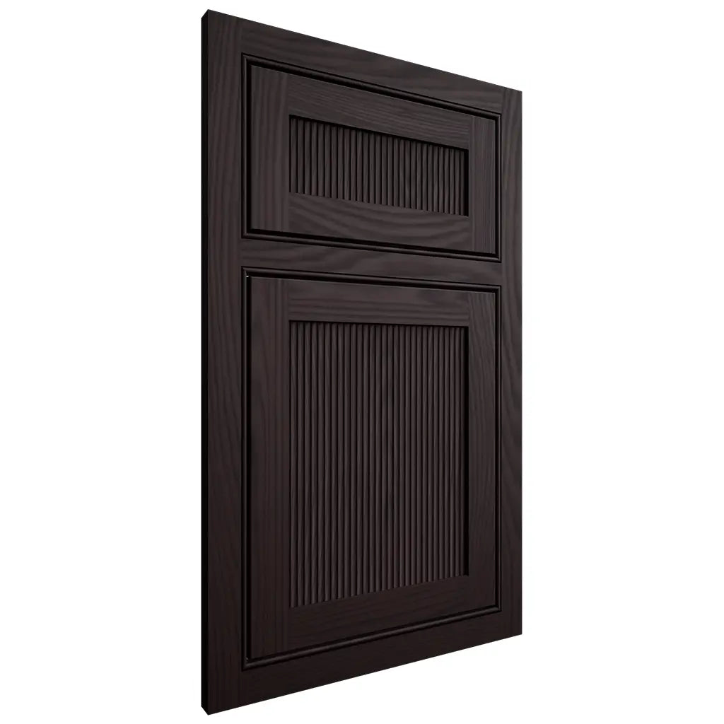 Shiloh Cabinetry Beaded Inset Reeded Malibu Red Oak Plain Cut Espresso Door
