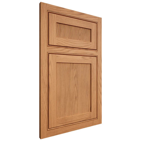 Shiloh Cabinetry Beaded Inset Reeded Malibu Red Oak Plain Cut Medium Door