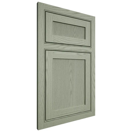 Shiloh Cabinetry Beaded Inset Reeded Malibu Red Oak Plain Cut Moss Door
