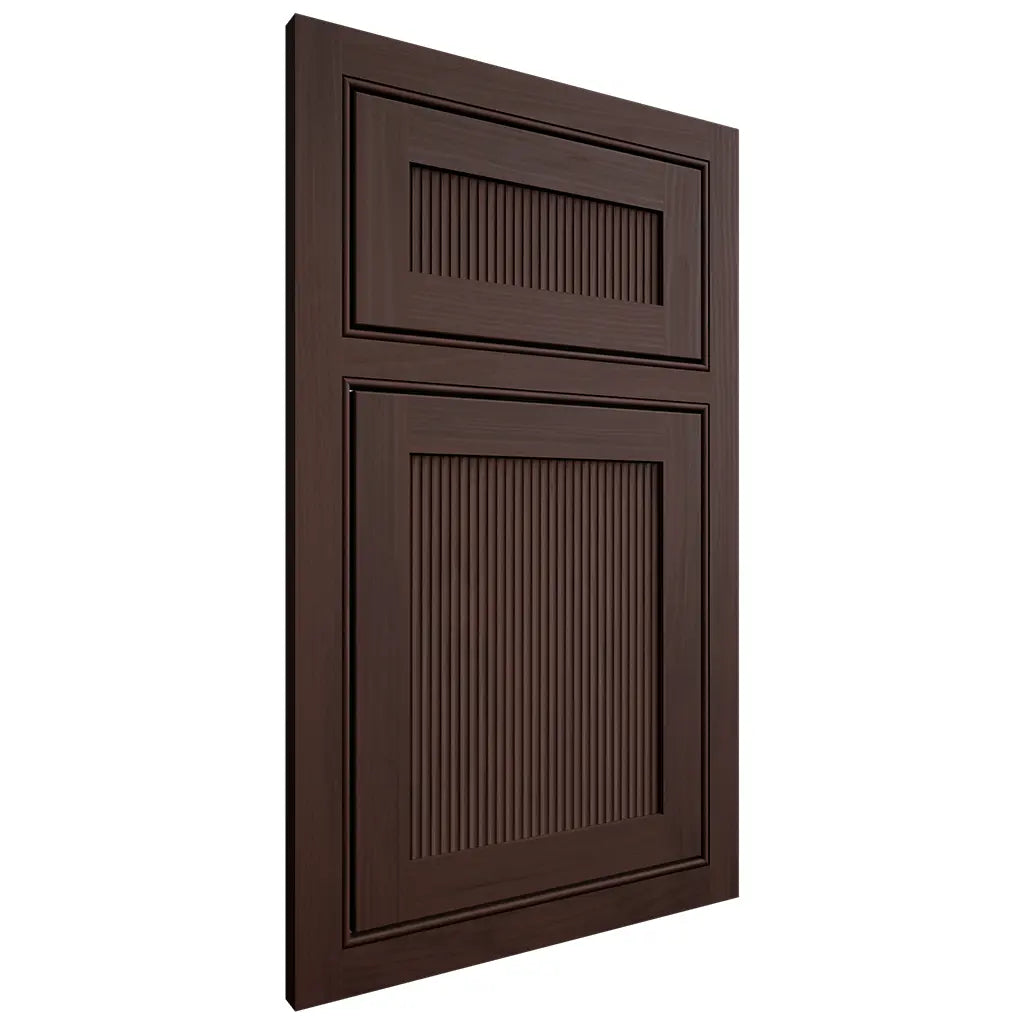 Shiloh Cabinetry Beaded Inset Reeded Malibu Walnut Plain Cut Bison Door