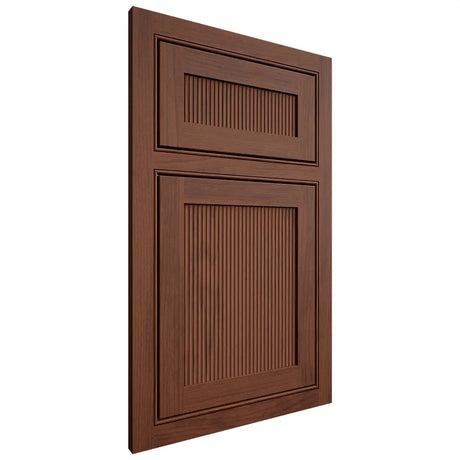 Shiloh Cabinetry Beaded Inset Reeded Malibu Walnut Plain Cut Rye Door