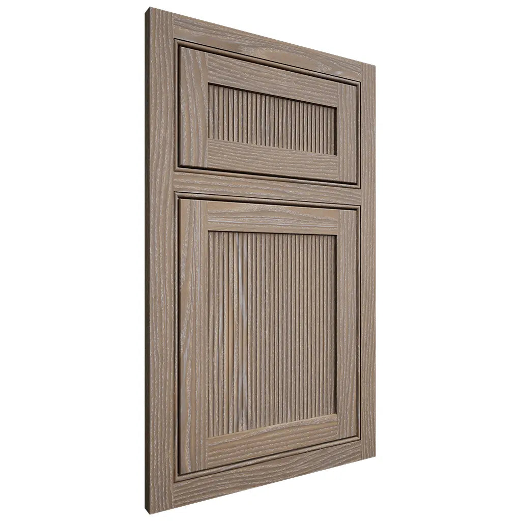 Shiloh Cabinetry Beaded Inset Reeded Malibu White Oak Plain Cut Almond Door