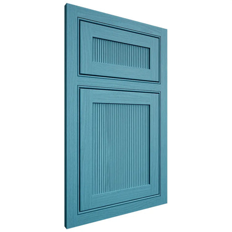 Shiloh Cabinetry Beaded Inset Reeded Malibu White Oak Plain Cut Aqua Door