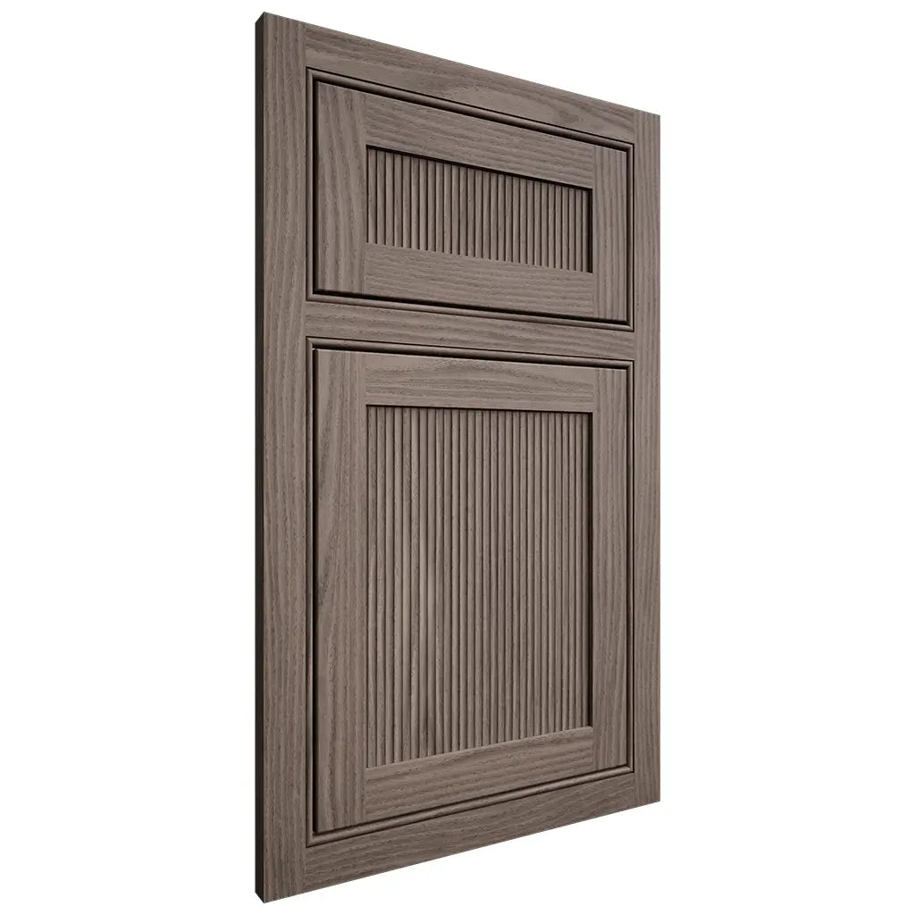 Shiloh Cabinetry Beaded Inset Reeded Malibu White Oak Plain Cut Clay Door