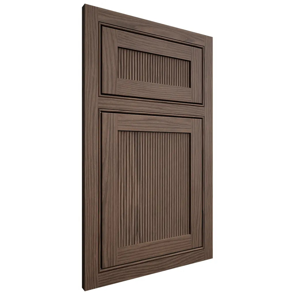 Shiloh Cabinetry Beaded Inset Reeded Malibu White Oak Plain Cut Mineral Door
