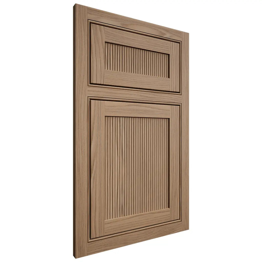 Shiloh Cabinetry Beaded Inset Reeded Malibu White Oak Plain Cut Natural Door