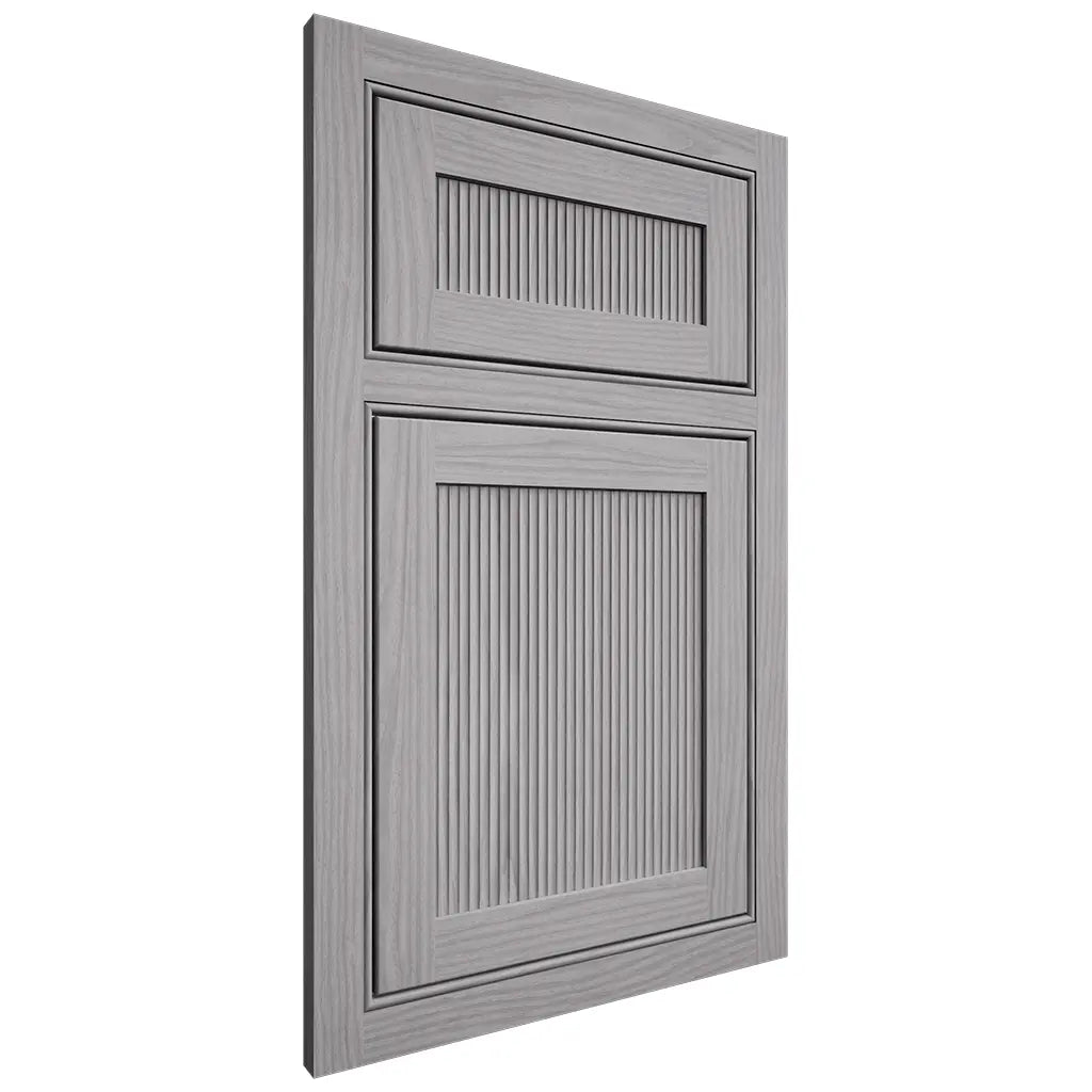 Shiloh Cabinetry Beaded Inset Reeded Malibu White Oak Plain Cut Stratus Door