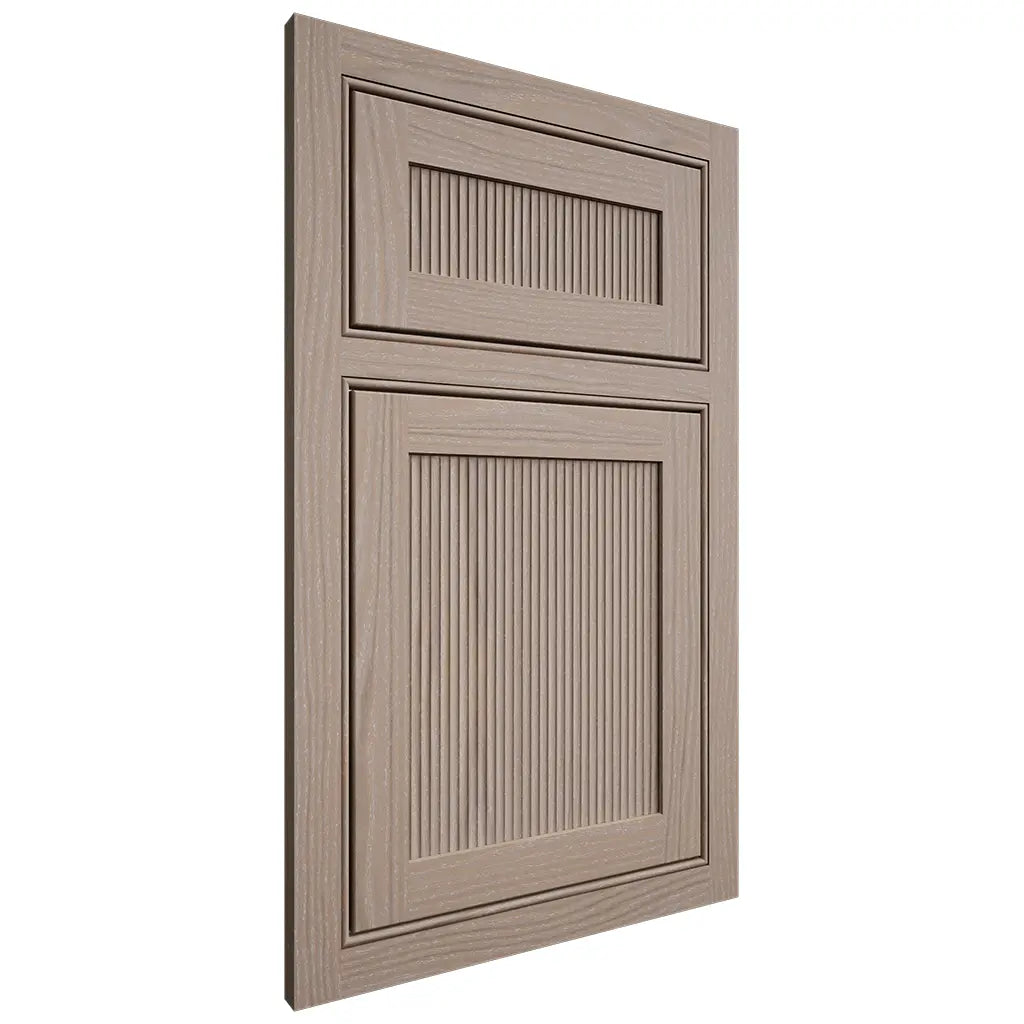 Shiloh Cabinetry Beaded Inset Reeded Malibu White Oak Plain Cut Whitewash Door