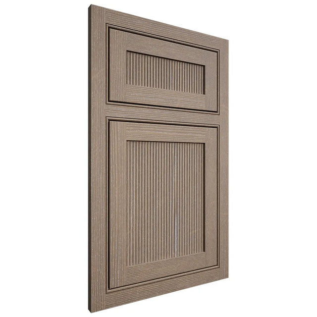 Shiloh Cabinetry Beaded Inset Reeded Malibu White Oak Quarter Sawn Almond Door