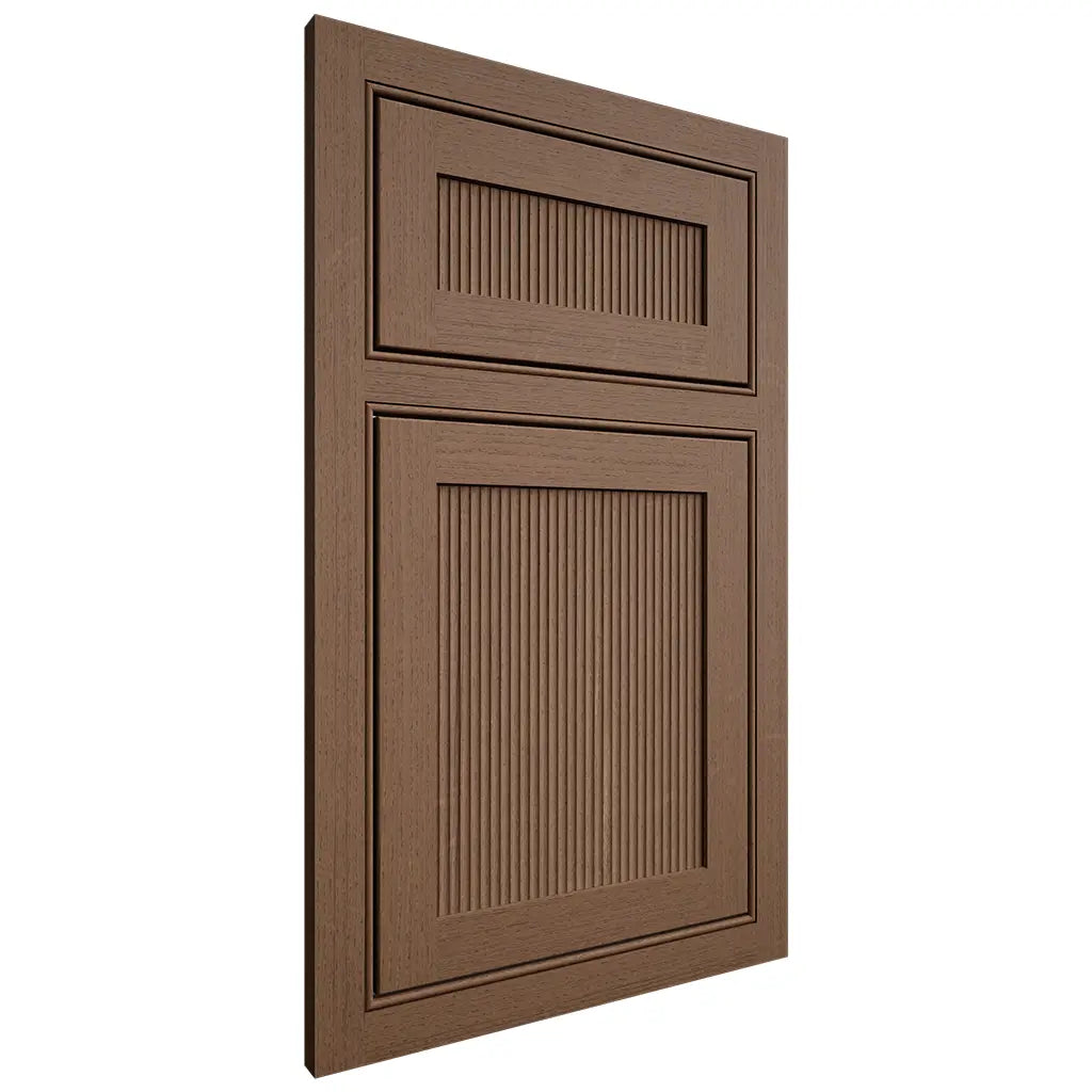 Shiloh Cabinetry Beaded Inset Reeded Malibu White Oak Quarter Sawn Autumn Door