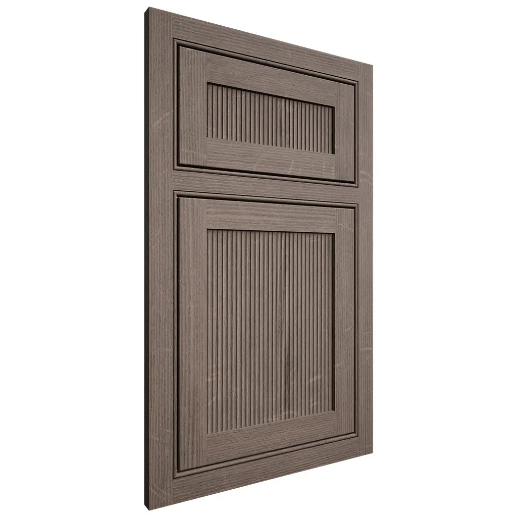 Shiloh Cabinetry Beaded Inset Reeded Malibu White Oak Quarter Sawn Clay Door