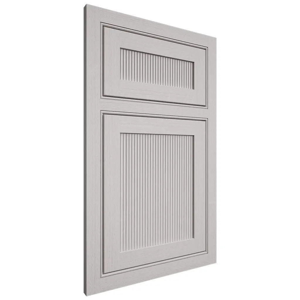 Shiloh Cabinetry Beaded Inset Reeded Malibu White Oak Quarter Sawn Cotton Door