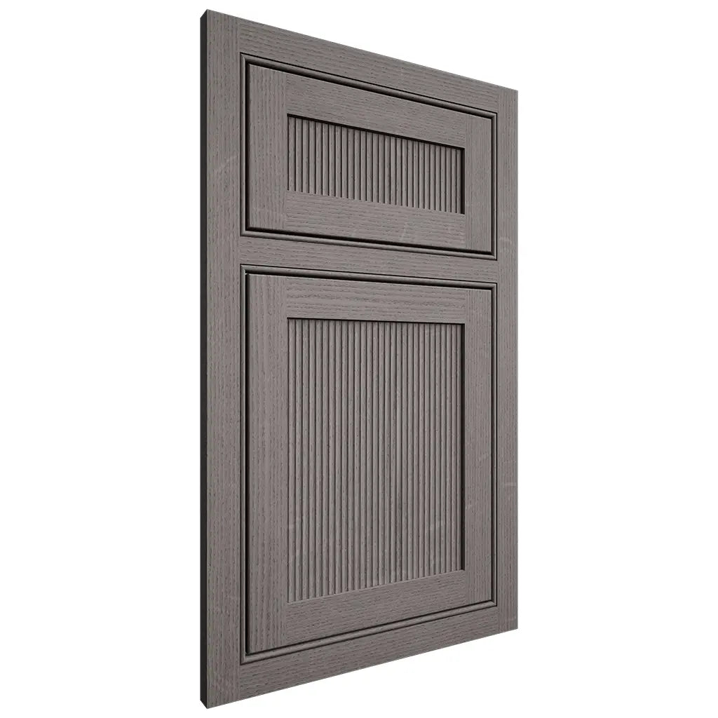 Shiloh Cabinetry Beaded Inset Reeded Malibu White Oak Quarter Sawn Flagstone Door