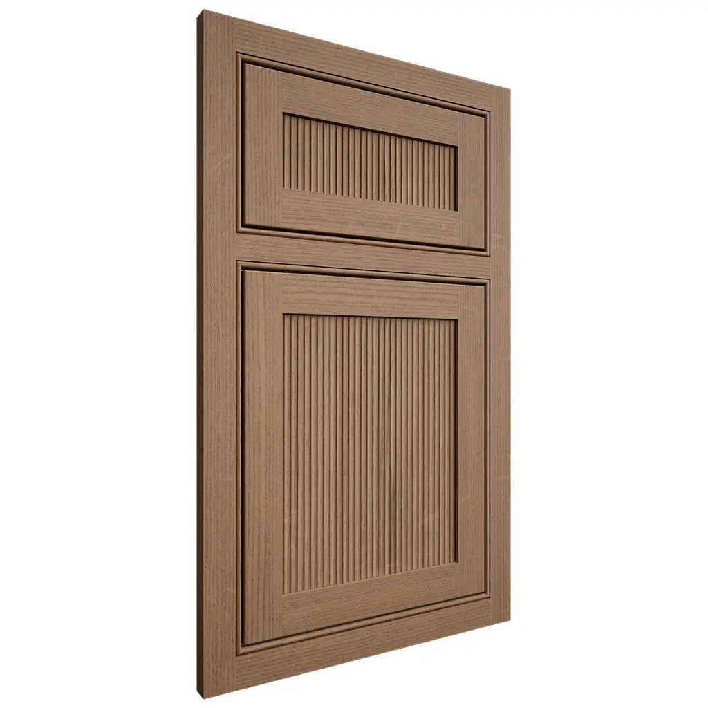 Shiloh Cabinetry Beaded Inset Reeded Malibu White Oak Quarter Sawn Medium Door