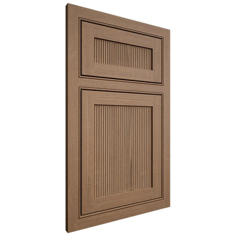 Shiloh Cabinetry Beaded Inset Reeded Malibu White Oak Quarter Sawn Medium Door