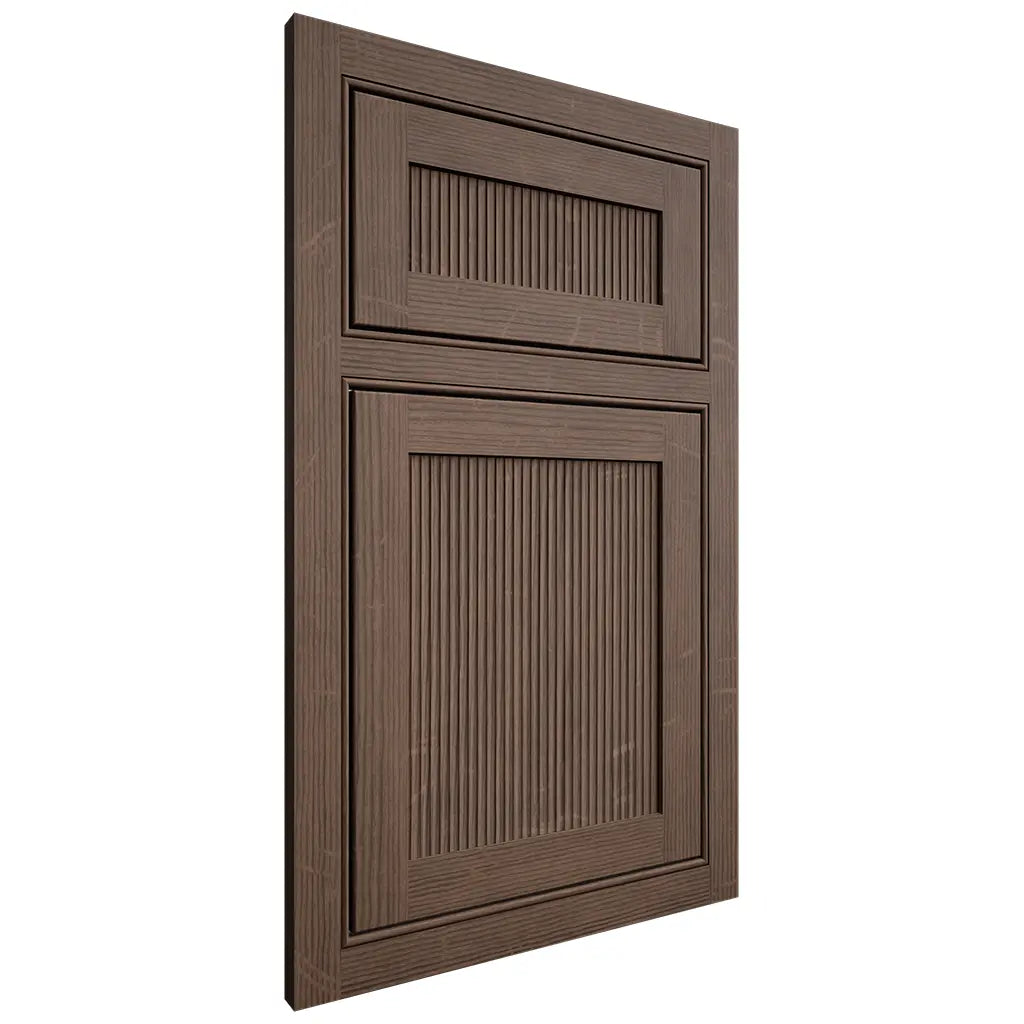 Shiloh Cabinetry Beaded Inset Reeded Malibu White Oak Quarter Sawn Mineral Door
