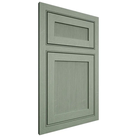 Shiloh Cabinetry Beaded Inset Reeded Malibu White Oak Quarter Sawn Moss Door