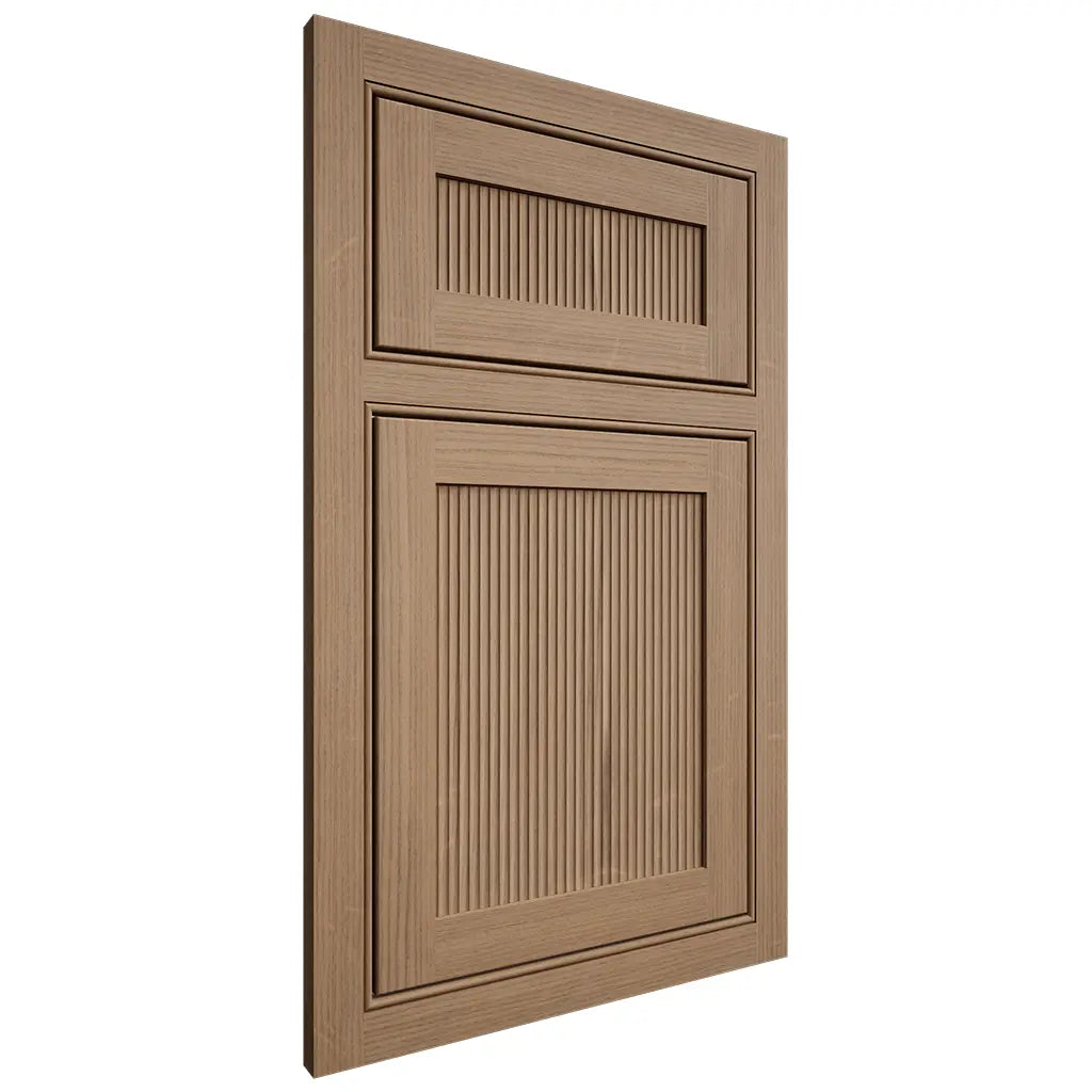 Shiloh Cabinetry Beaded Inset Reeded Malibu White Oak Quarter Sawn Natural Door