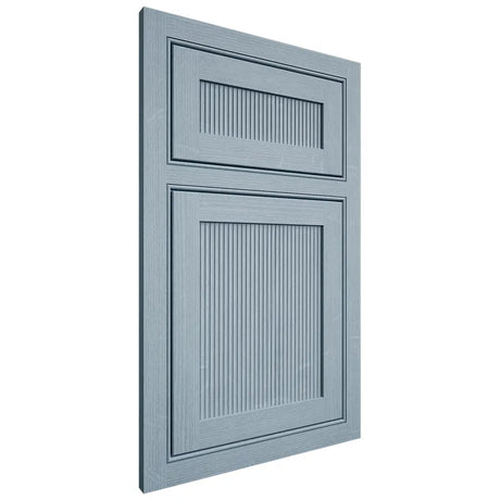 Shiloh Cabinetry Beaded Inset Reeded Malibu White Oak Quarter Sawn Sky Door