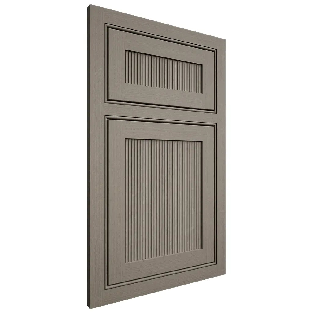 Shiloh Cabinetry Beaded Inset Reeded Malibu White Oak Quarter Sawn Thyme Door