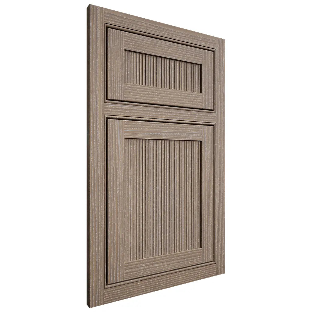 Shiloh Cabinetry Beaded Inset Reeded Malibu White Oak Rift Cut Almond Door