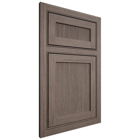 Shiloh Cabinetry Beaded Inset Reeded Malibu White Oak Rift Cut Clay Door
