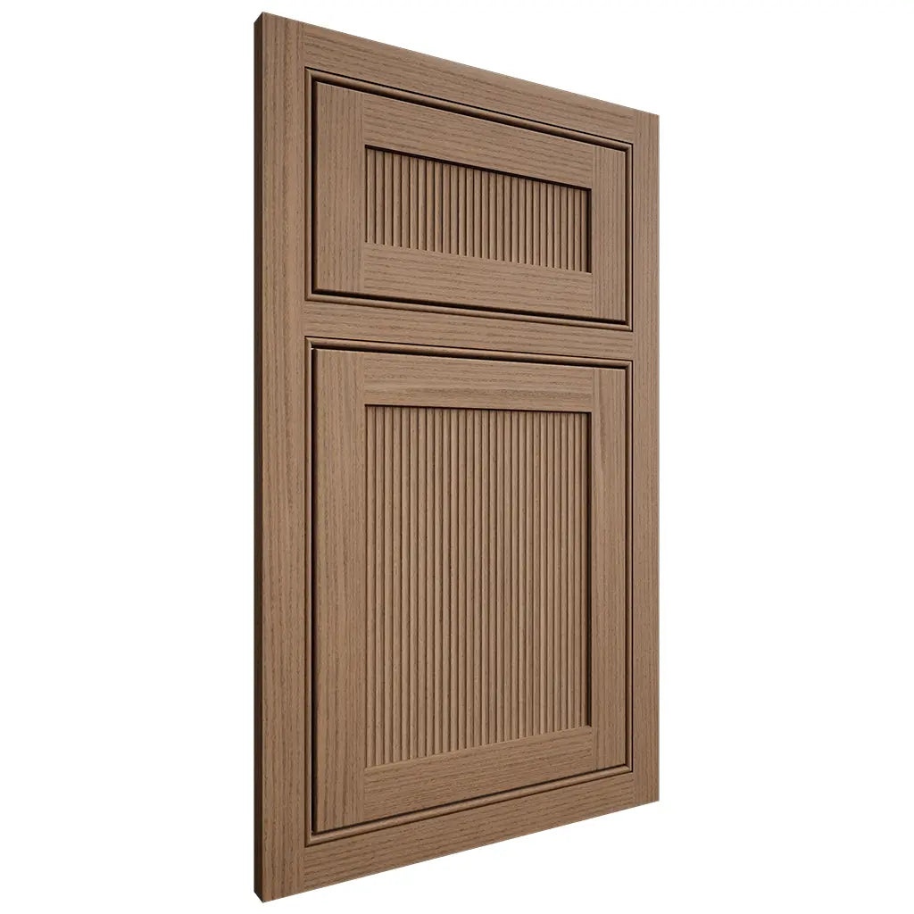 Shiloh Cabinetry Beaded Inset Reeded Malibu White Oak Rift Cut Medium Door