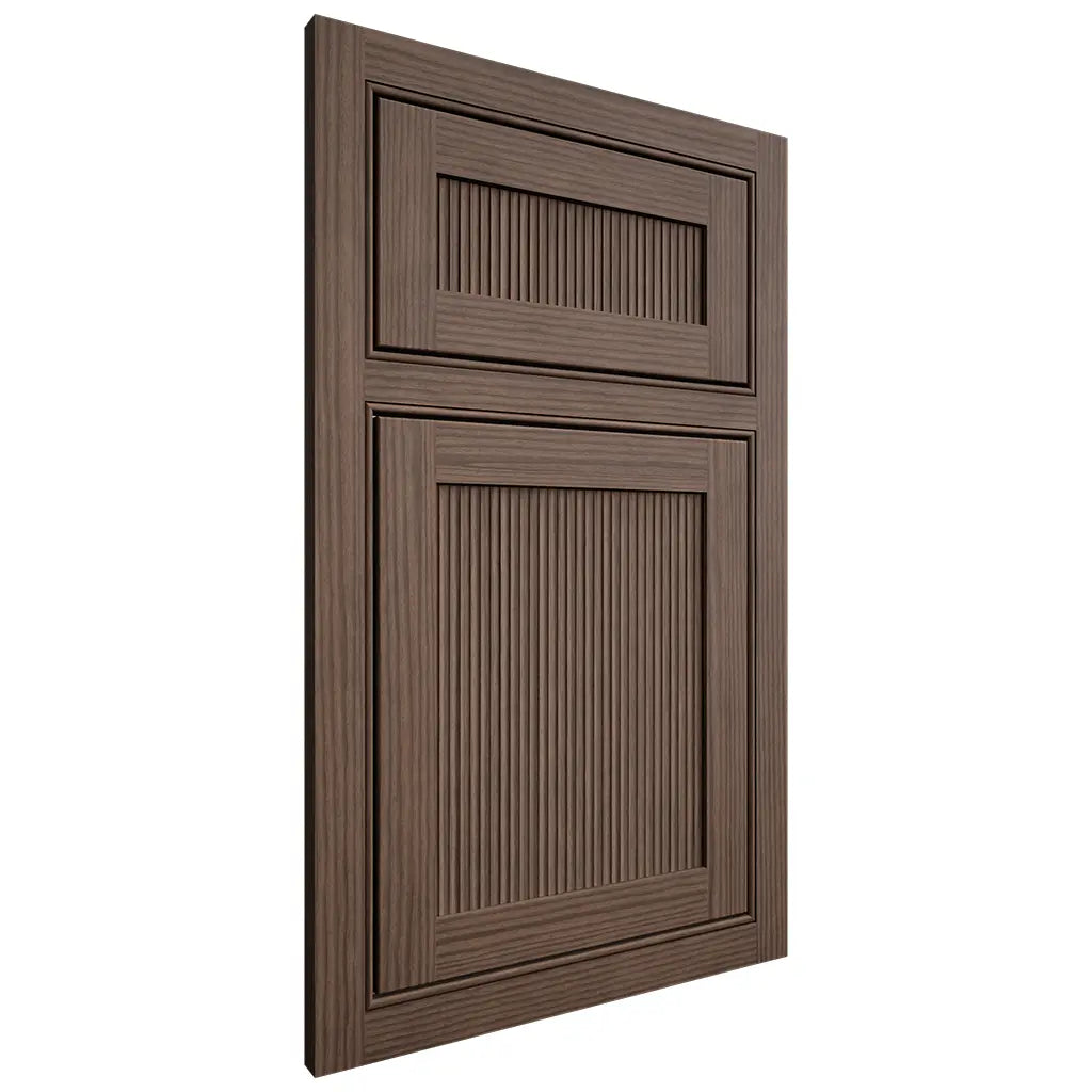 Shiloh Cabinetry Beaded Inset Reeded Malibu White Oak Rift Cut Mineral Door