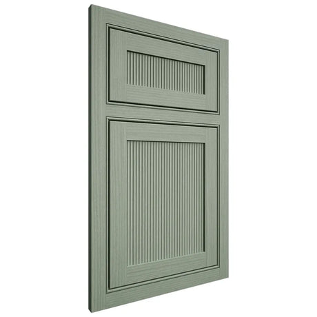 Shiloh Cabinetry Beaded Inset Reeded Malibu White Oak Rift Cut Moss Door