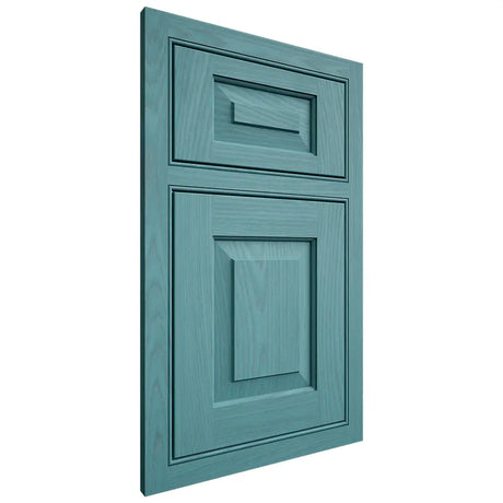 Shiloh Cabinetry Beaded Inset Richmond Red Oak Plain Cut Aqua Door