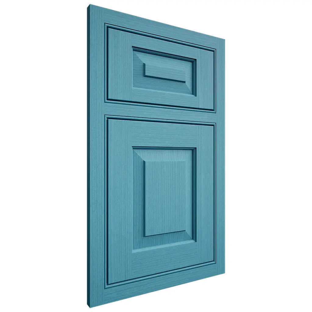 Shiloh Cabinetry Beaded Inset Richmond White Oak Rift Cut Aqua Door