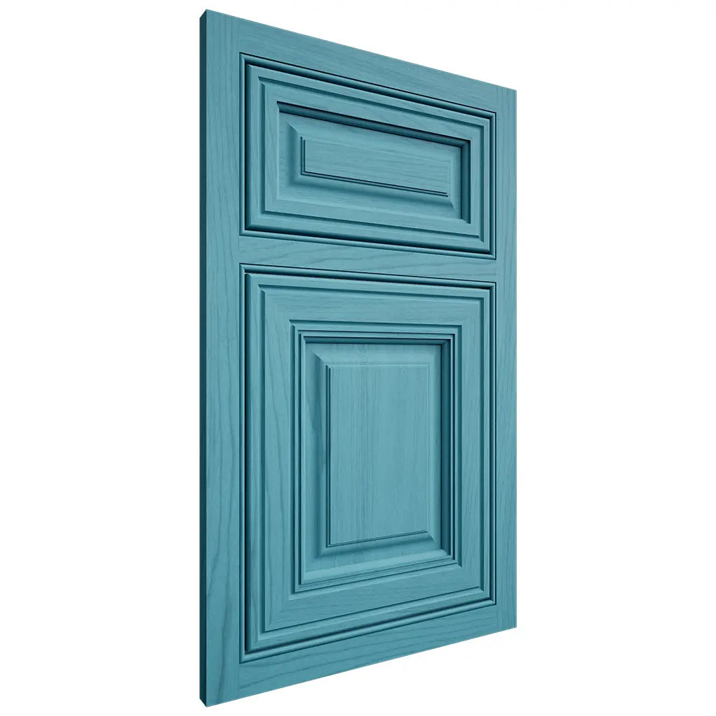 Shiloh Cabinetry Beaded Inset Savannah Alder Plain Cut Aqua Door