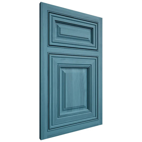 Shiloh Cabinetry Beaded Inset Savannah Hickory Plain Cut Aqua Door