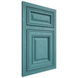 Shiloh Cabinetry Beaded Inset Savannah Red Oak Plain Cut Aqua Door