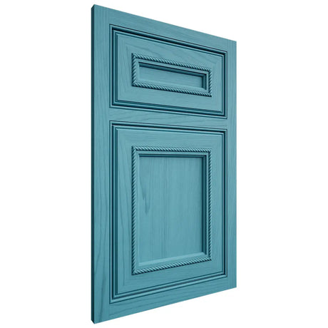 Shiloh Cabinetry Beaded Inset Shelby Alder Plain Cut Aqua Door