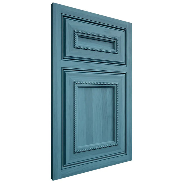 Shiloh Cabinetry Beaded Inset Shelby Hickory Plain Cut Aqua Door