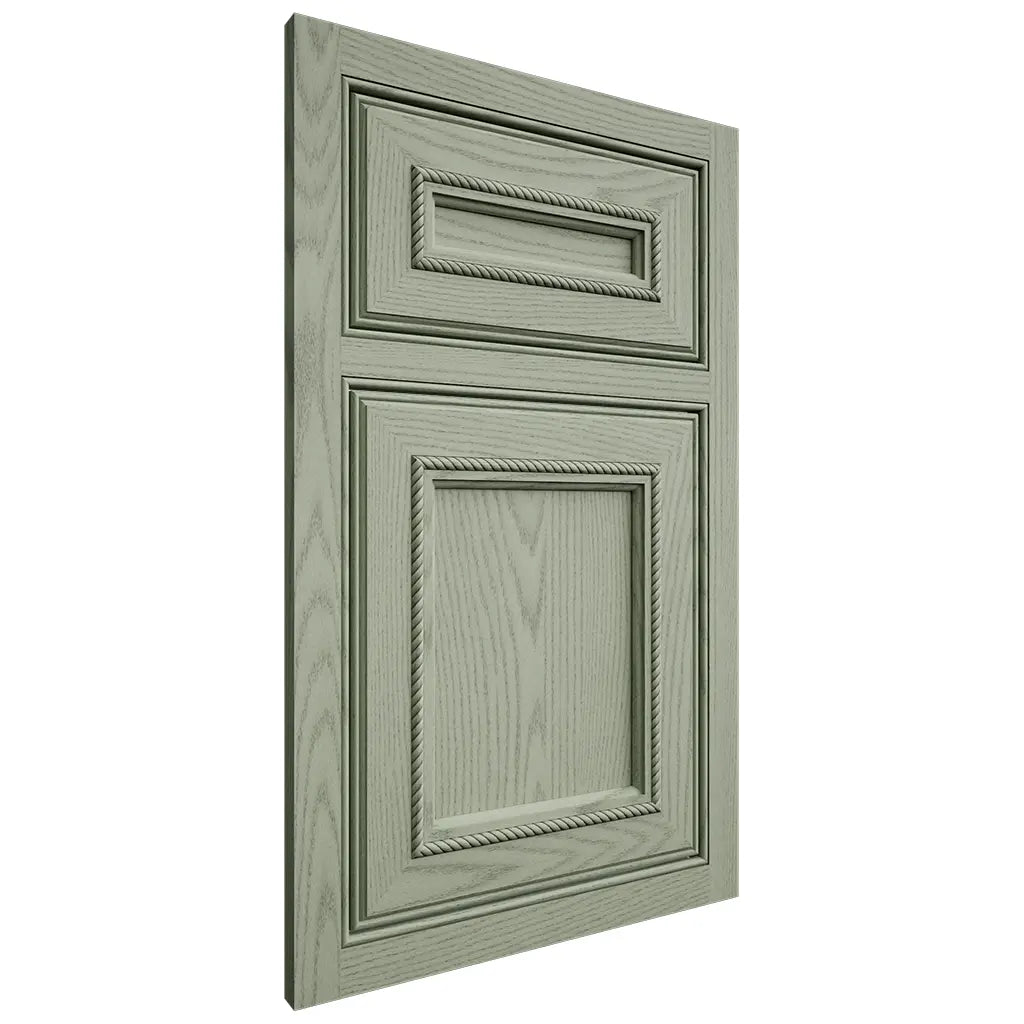 Shiloh Cabinetry Beaded Inset Shelby Red Oak Plain Cut Moss Door