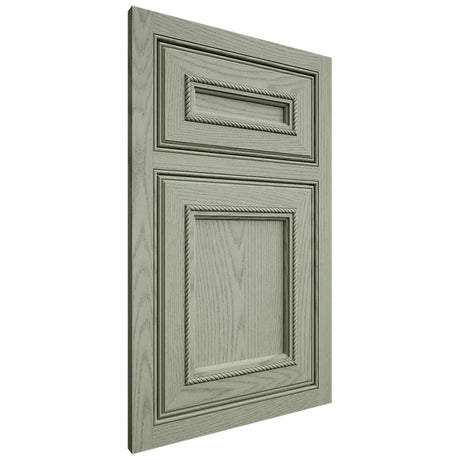 Shiloh Cabinetry Beaded Inset Shelby Red Oak Plain Cut Moss Door