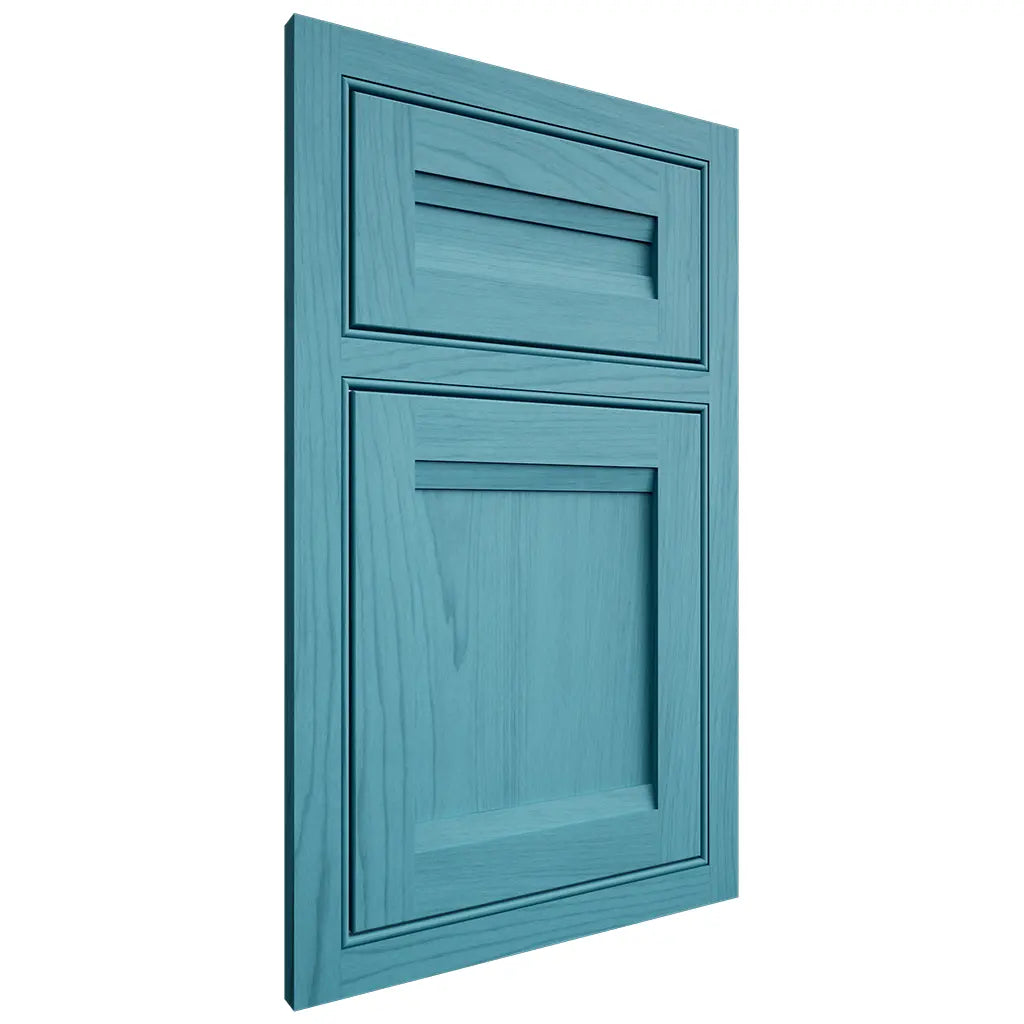 Shiloh Cabinetry Beaded Inset Somerset Alder Plain Cut Aqua Door