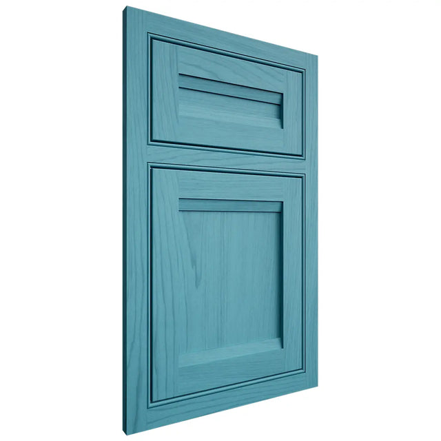Shiloh Cabinetry Beaded Inset Somerset Alder Plain Cut Aqua Door