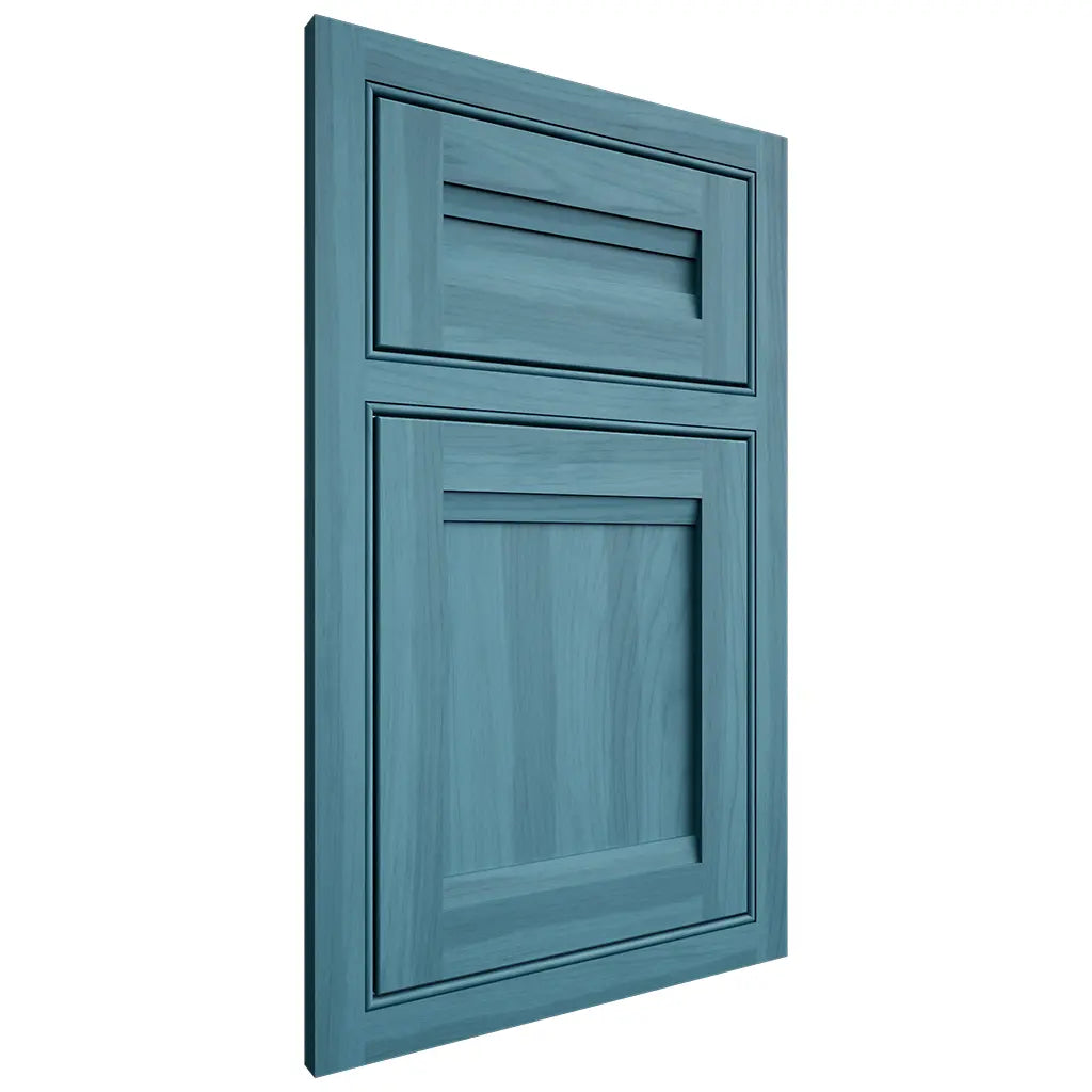 Shiloh Cabinetry Beaded Inset Somerset Hickory Plain Cut Aqua Door