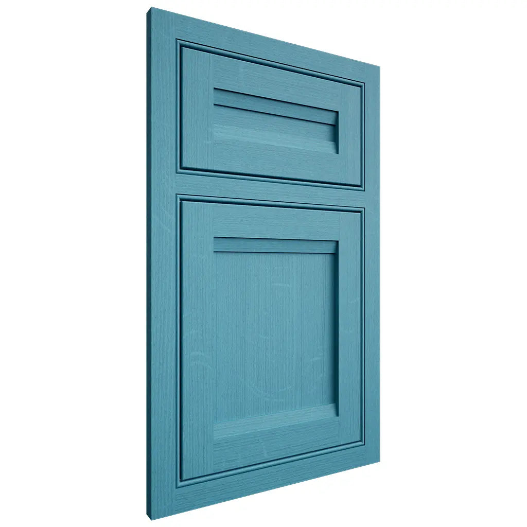 Shiloh Cabinetry Beaded Inset Somerset White Oak Quarter Sawn Aqua Door